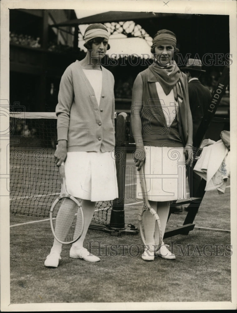 1927 Press Photo Lawn tennis at Wimbledon E de Alvarez vs Mrs MB Reekitt- Historic Images