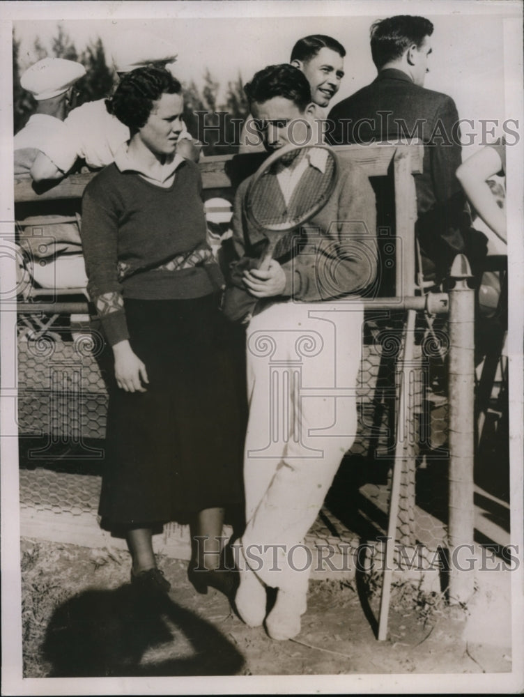 1936 Press Photo Patty Berg &amp; Bryan Boisy Grant at Miami Biltmore golf- Historic Images