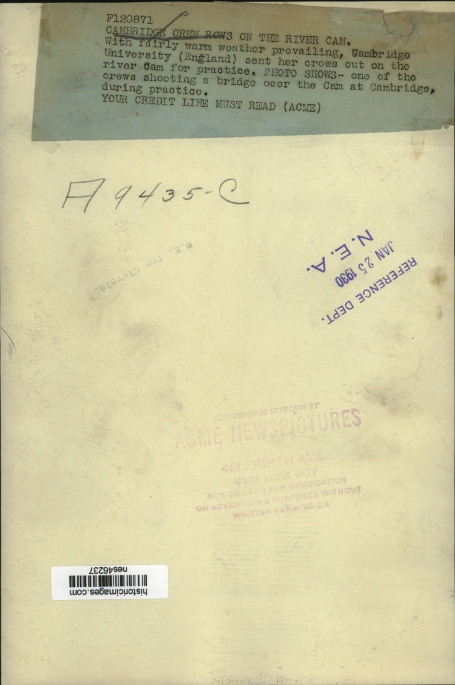 1930 Press Photo Cambridge crew at practice on River Cam - nes46237