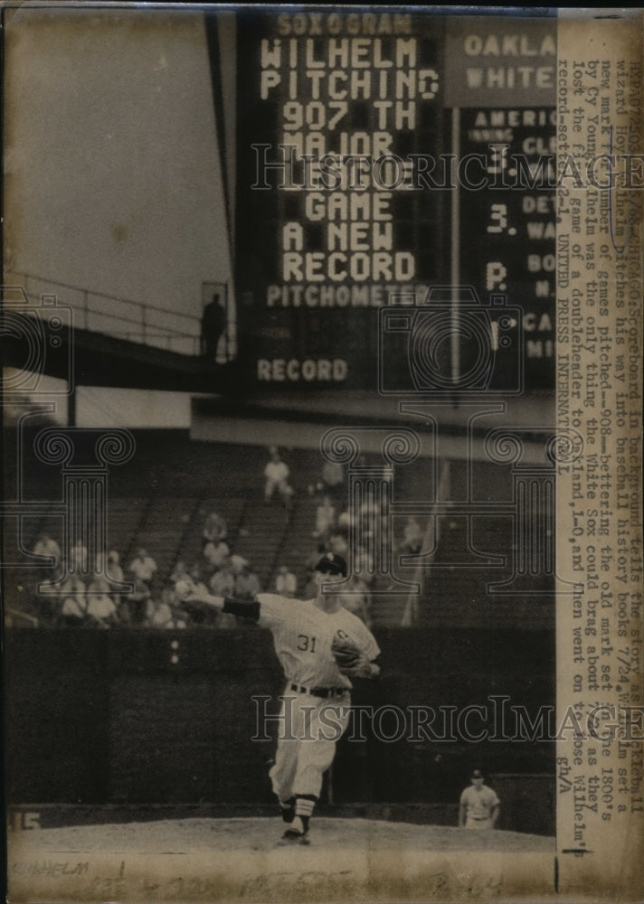 1968 Press Photo Hoyt Wilhelm has pitched 908 games and made his way into record- Historic Images