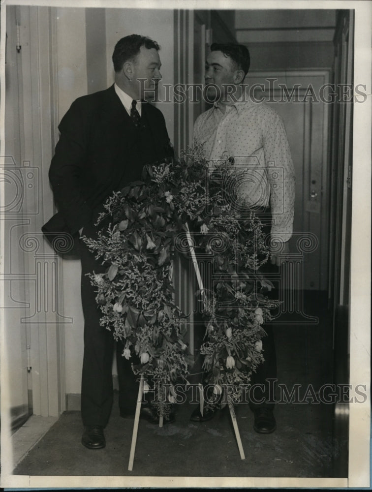 1927 Press Photo Manager Dan Carroll &amp; boxer Jim Maloney at Long Branch NJ- Historic Images