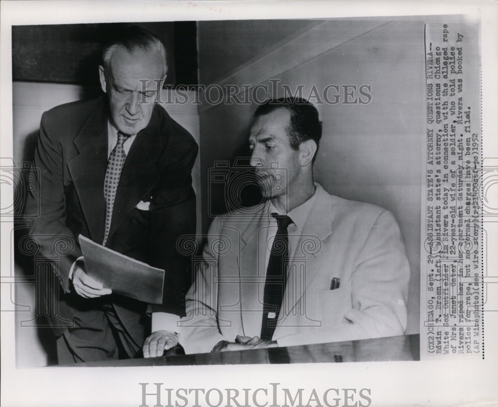 1952 Press Photo Edwin Breen Asst State Attorney &amp; Jim Rivera of White Sox- Historic Images