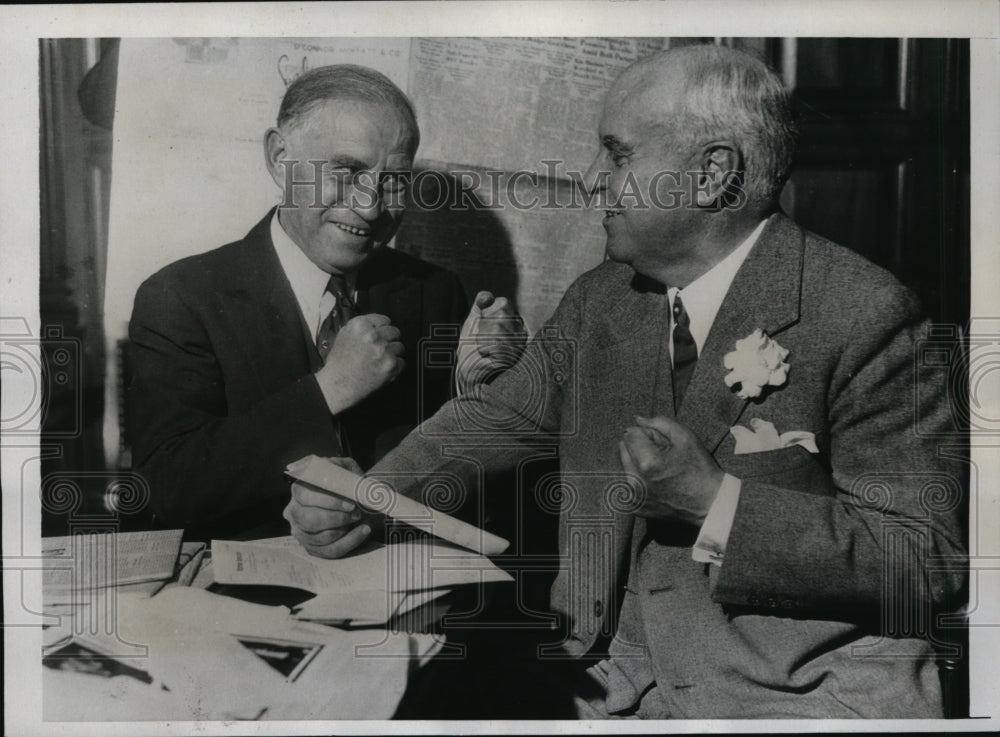 1934 Press Photo Tim McGrath & Tom Sharkey former boxers in California- Historic Images