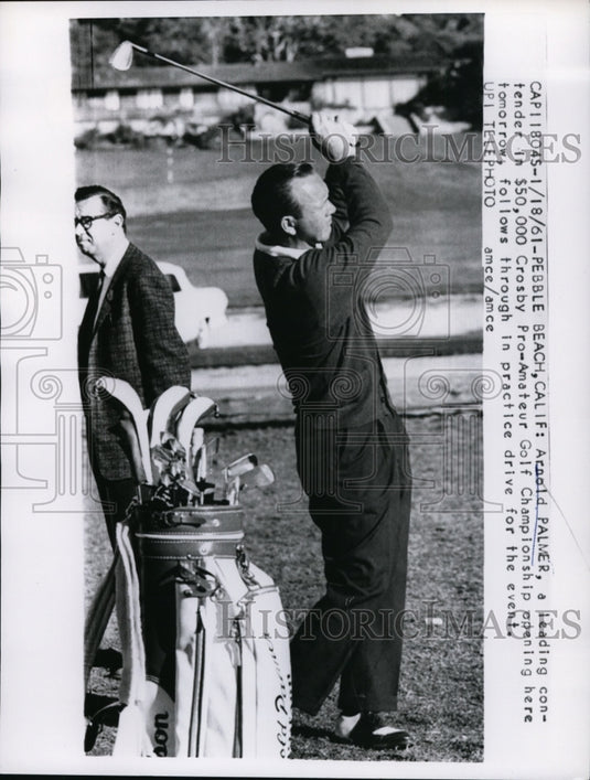 1961 Press Photo Arnold Palmer at Crosby Pro-Am golf Championship in CA- Historic Images