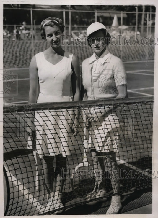 1937 Press Photo Mary Hardwick & Freda James UK Wightman Cup tennis in NY- Historic Images