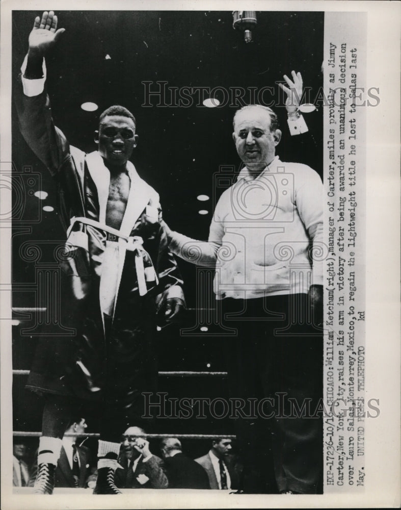 1952 Press Photo William Ketchum manager of Jimmy Carter win vs Lauro Salas- Historic Images