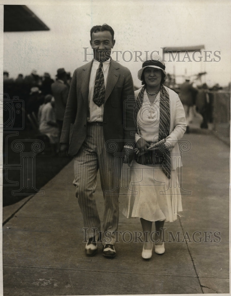 1931 Press Photo Boxer Jimmy Maloney &amp; wife in Miami Beach Fla for Primo Carnera- Historic Images