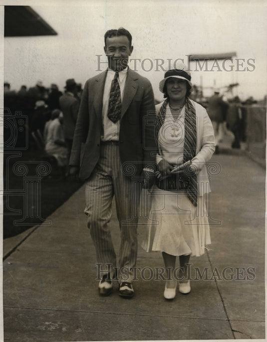 1931 Press Photo Boxer Jimmy Maloney & wife in Miami Beach Fla for Primo Carnera- Historic Images