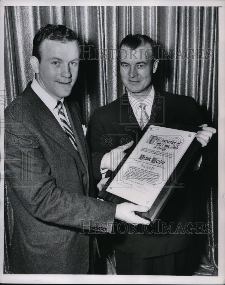 1954 Press Photo Notre Dame Terry Brennan with John J. O&#39;Shaughnnessy- Historic Images