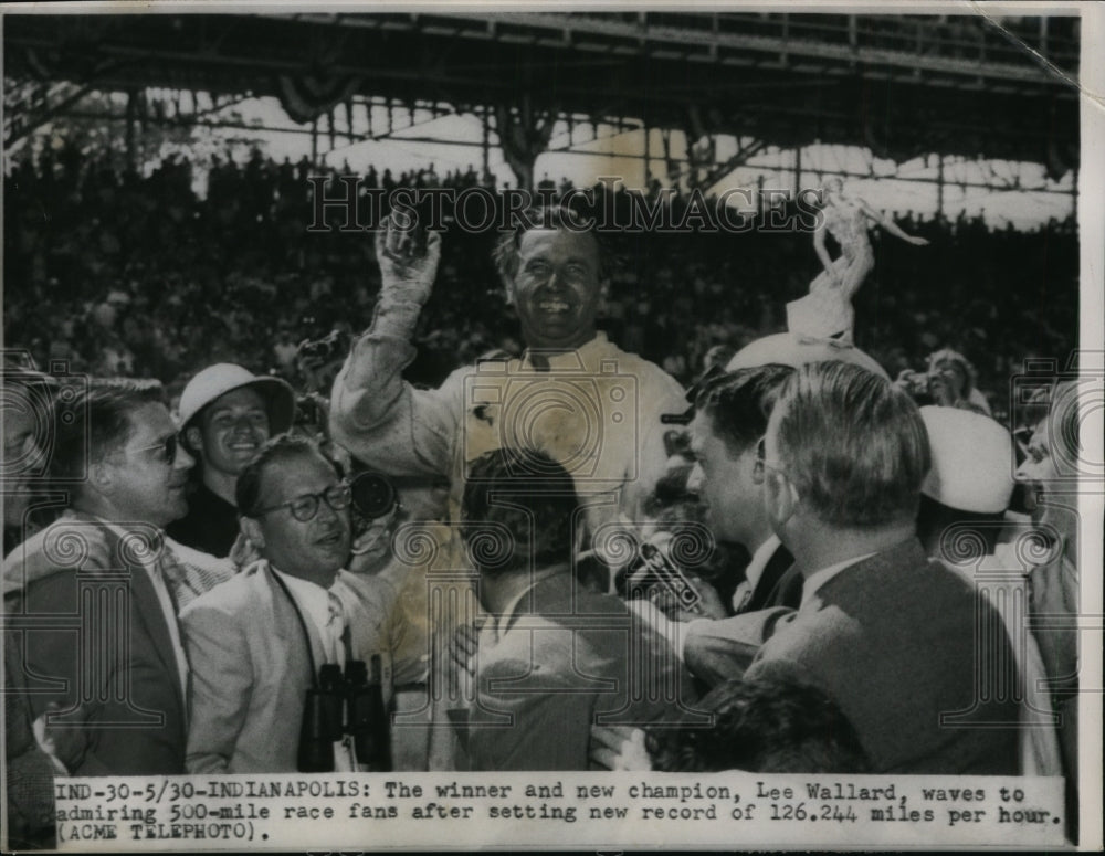 1951 Press Photo Lee Wallard winner of Indianapolis 500 record 126.244 MPH- Historic Images