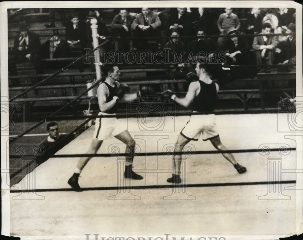 1931 Press Photo Schafel of Penn vs Goldstein of VA at boxing match- Historic Images