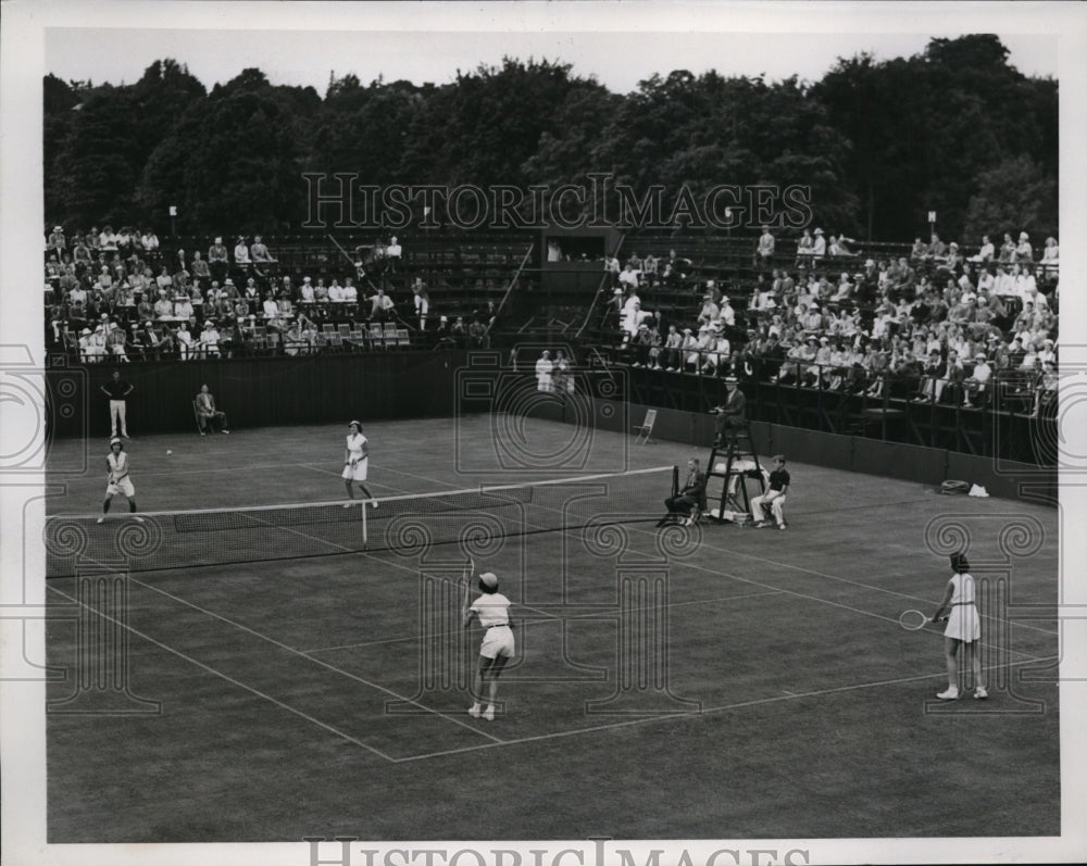 1939 Press Photo LongwoodBowl tennis tourny in MA Virginia R Johnson, K Winthrop- Historic Images