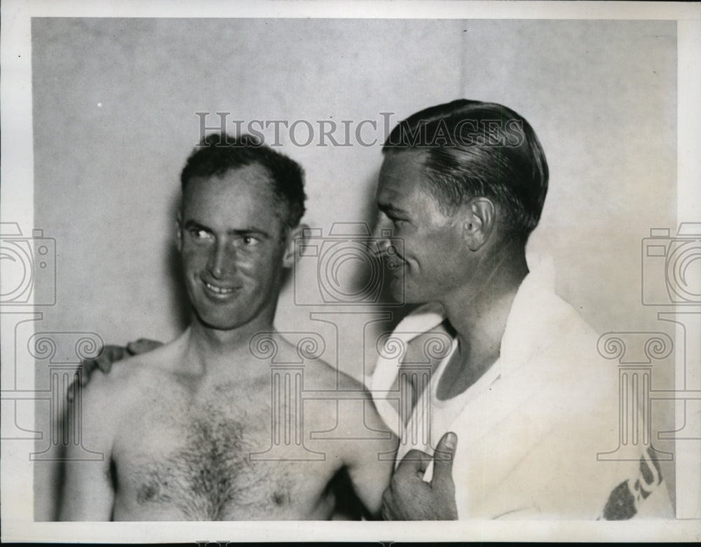 1937 Press Photo Golfer Denny Shute &amp; Harold McSpaden at PGA in Pittsburgh- Historic Images