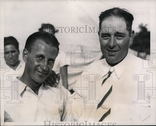 1938 Press Photo Eddie Leach & Louis Cyr US Publink sGolf at Cleveland Ohio- Historic Images