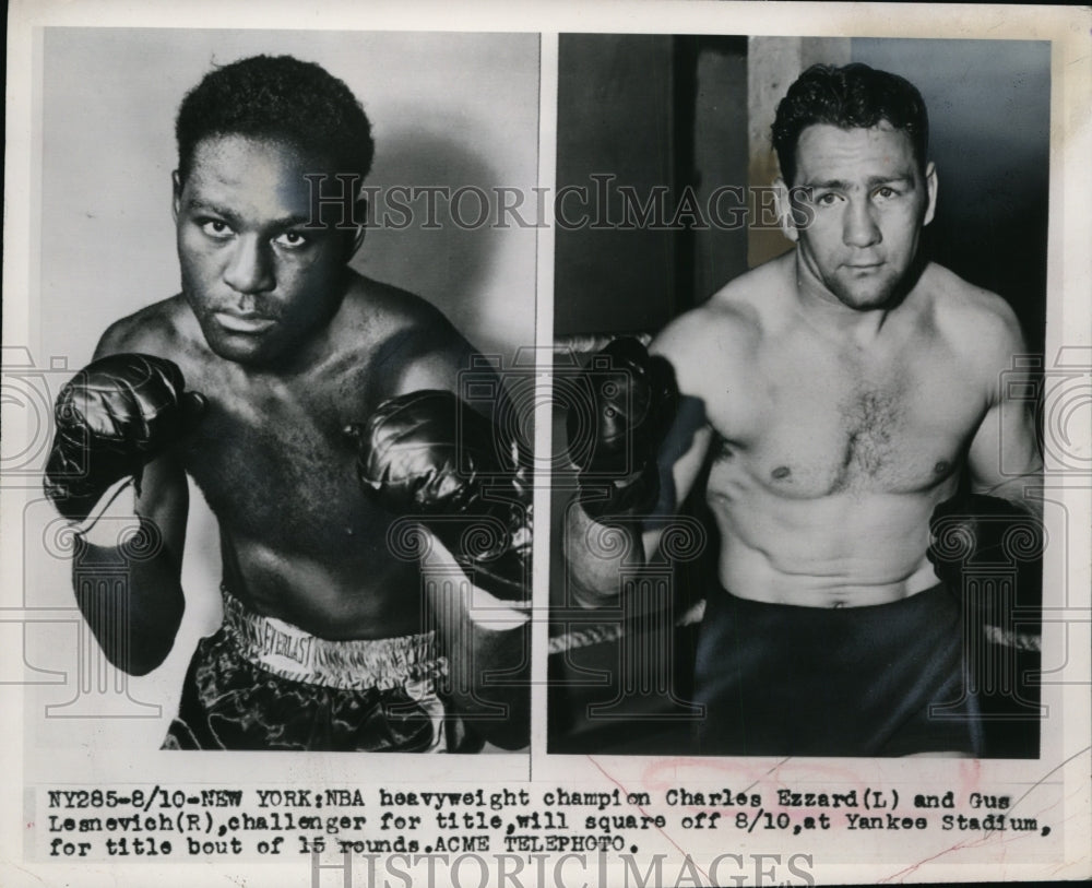 1949 Press Photo Charles Ezzard &amp; Gus Lesnevich for title bout in NYC- Historic Images