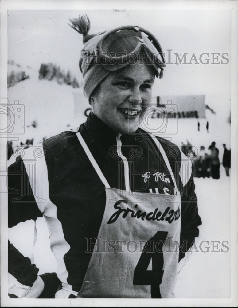 1960 Press Photo US skier Penny Pitou at a ski meet - nes48611- Historic Images