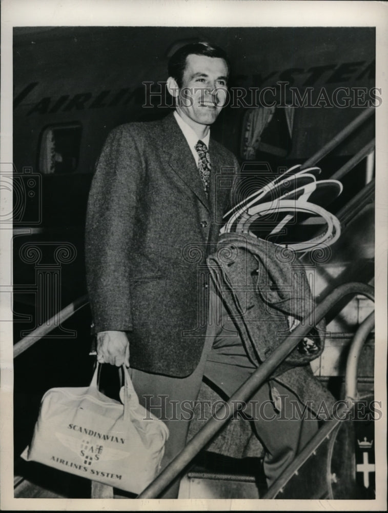 1949 Press Photo Frank Parker to play in Royal Indoor Tournament, Sweden- Historic Images