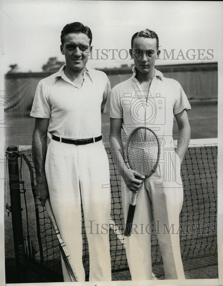 1933 Press Photo Clifford Sutter, Vivian McGrath at National tennis Forest Hills- Historic Images