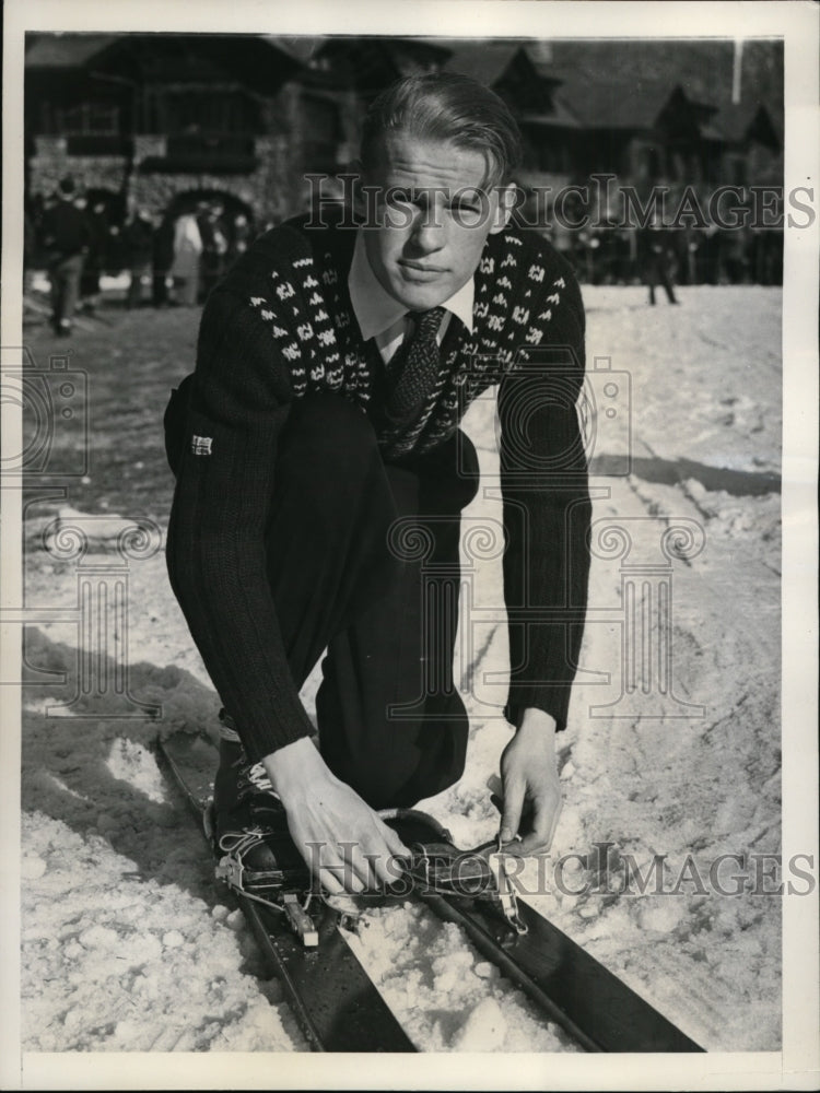 1938 Press Photo Nils Eie of Norway Intercollegiate ski champion in NY- Historic Images