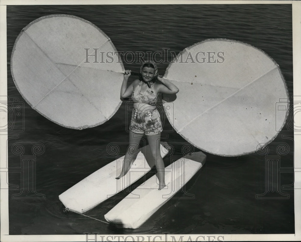 1937 Press Photo Betty June Bennett at Water Sports Carnival in Long Beach CA- Historic Images