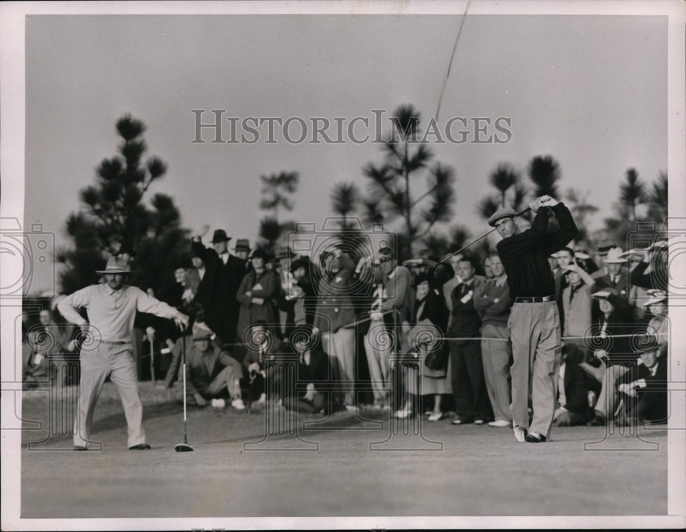1936 Press Photo Denny Shute, Bill Melhorne in PGA at Pinehurst NC - nes49372- Historic Images