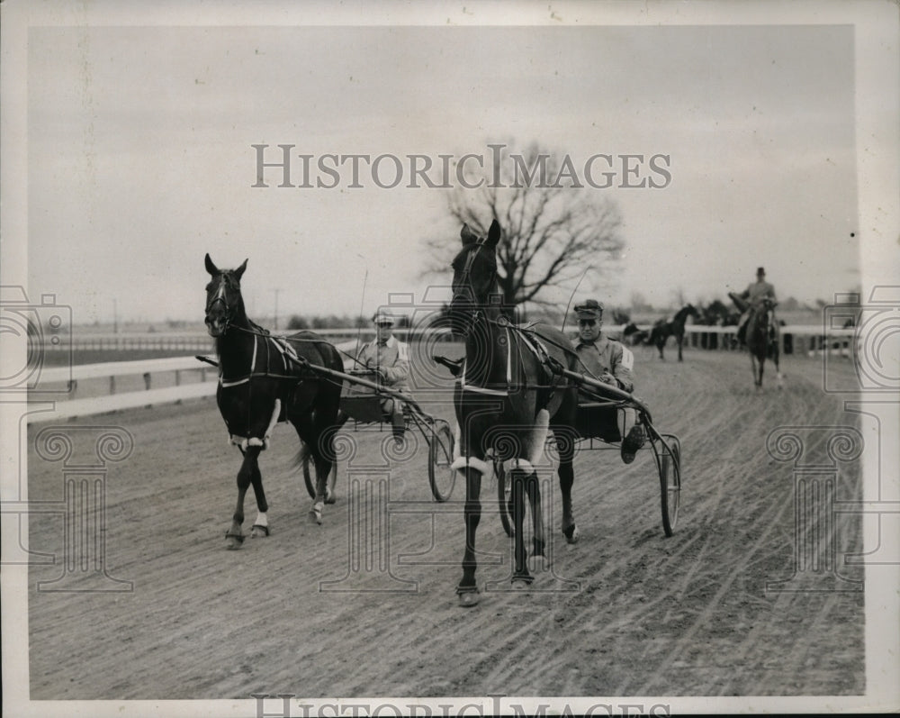 1938 Press Photo Seymour Knox drives Mazaran, R Harriman with Roland in SC- Historic Images