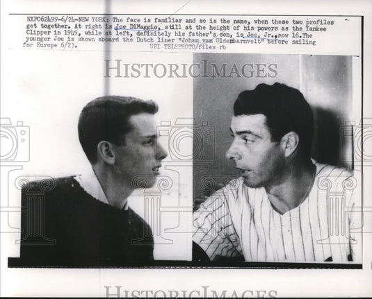 1958 Press Photo Yankee Joe DiMaggio & his son Joe Jr in NYC - nes49562- Historic Images