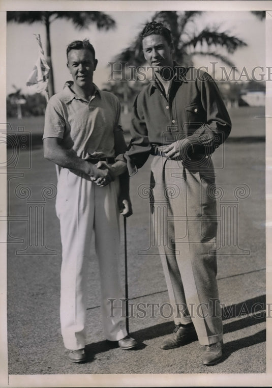 1937 Press Photo Joseph Schenck Jr, Tommy Goodwin at South Forida Golf tourament- Historic Images