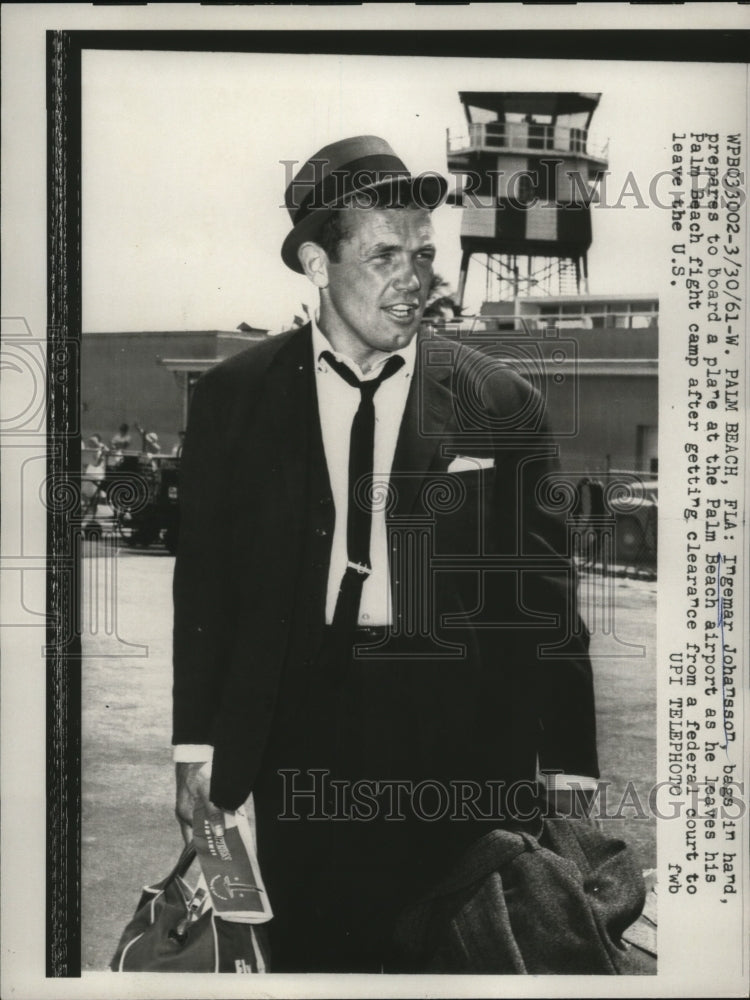 1961 Press Photo Boxer Ingemar Johansson in Palm Beach Florida - nes49736- Historic Images