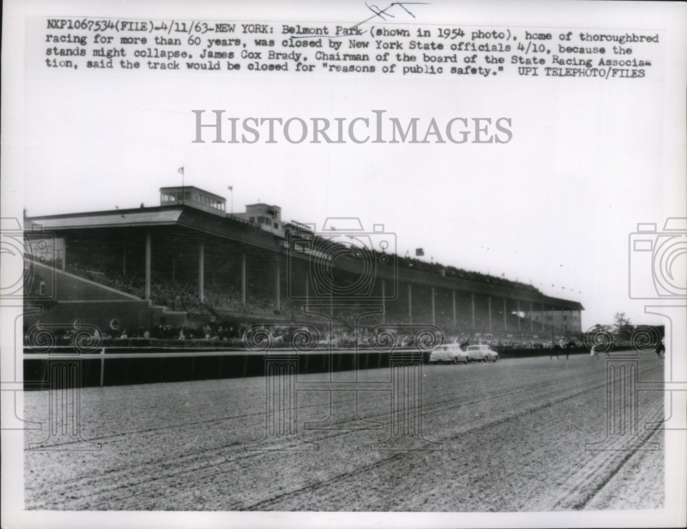 1963 Press Photo Belmont Park closed by state officials because of fan stands- Historic Images