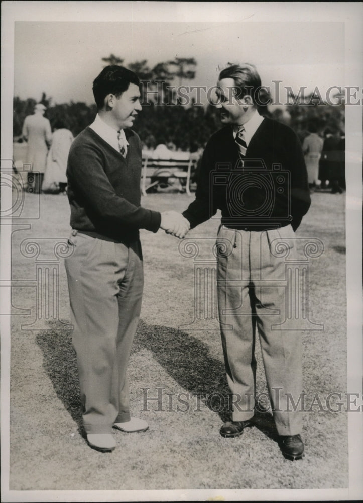 1936 Press Photo Paul Runyan congratulates Clarence Doser after PGA Championship- Historic Images
