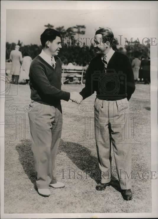 1936 Press Photo Paul Runyan congratulates Clarence Doser after PGA Championship- Historic Images