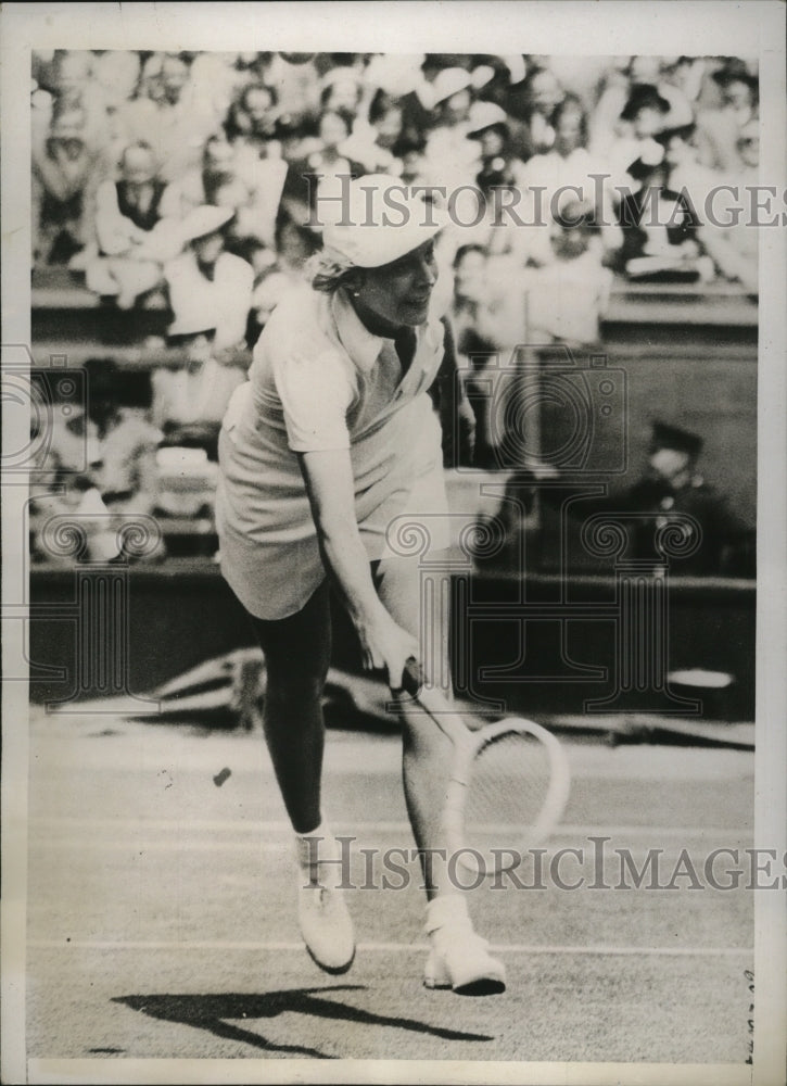 1937 Press Photo Tennis star Alice Marble in action at Wimbledon - nes50208- Historic Images