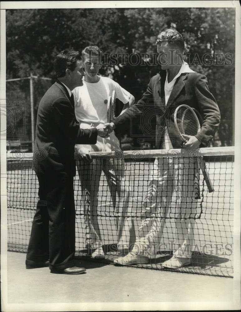 1934 Press Photo John Budge and Gene Mako win doubles tennis match - nes50262- Historic Images