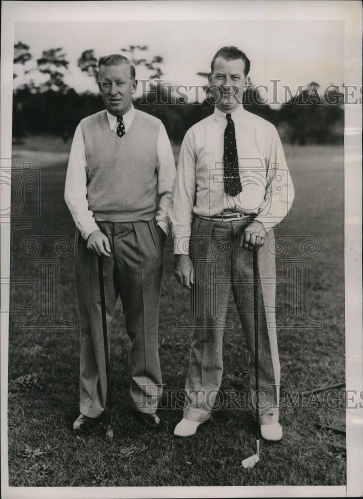 1935 Press Photo Willie Klein and Jimmy Rines play best ball in Pinehurst, NC- Historic Images