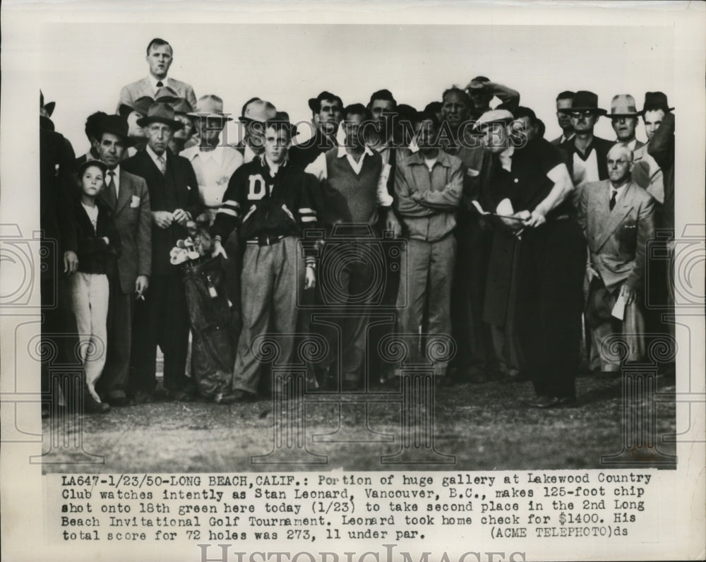 1950 Press Photo Golfer Stan Leonard at Long Beach Invitational Tournament- Historic Images