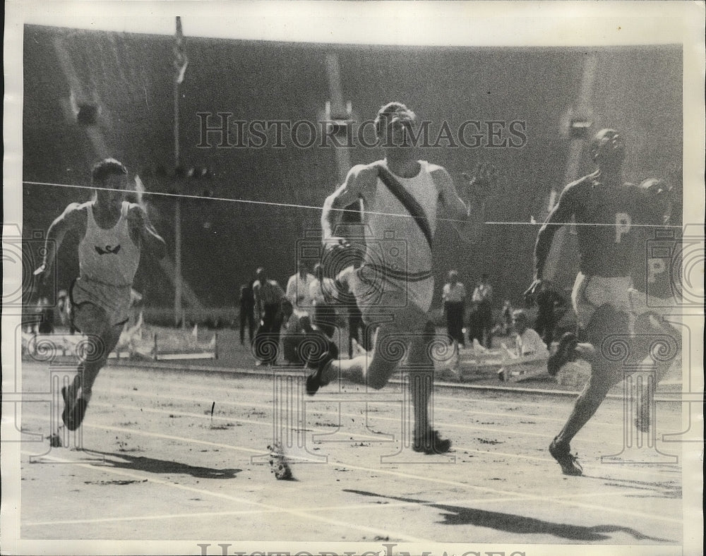 1938 Press Photo Frank Wykoff wins 100m dash at Los Angeles Olympic Trials- Historic Images