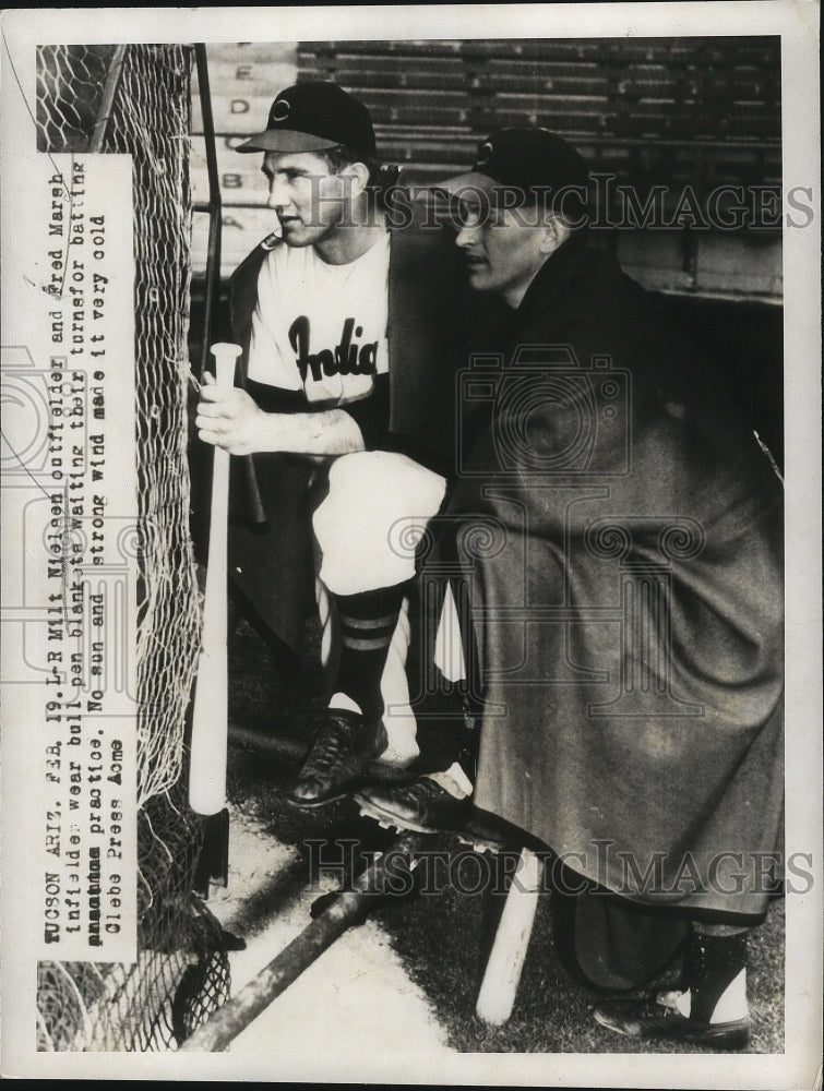 1951 Press Photo Cleveland Indians Milt Nielson & Fred Marsh at batting practice- Historic Images