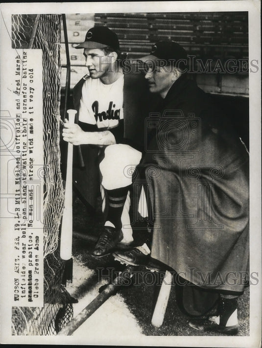1951 Press Photo Cleveland Indians Milt Nielson & Fred Marsh at batting practice- Historic Images