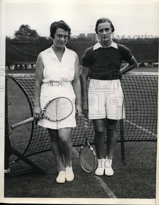 1934 Press Photo Marjorie Sachs and Helen Jacobs at Women's Nat'l Tennis Tourney- Historic Images