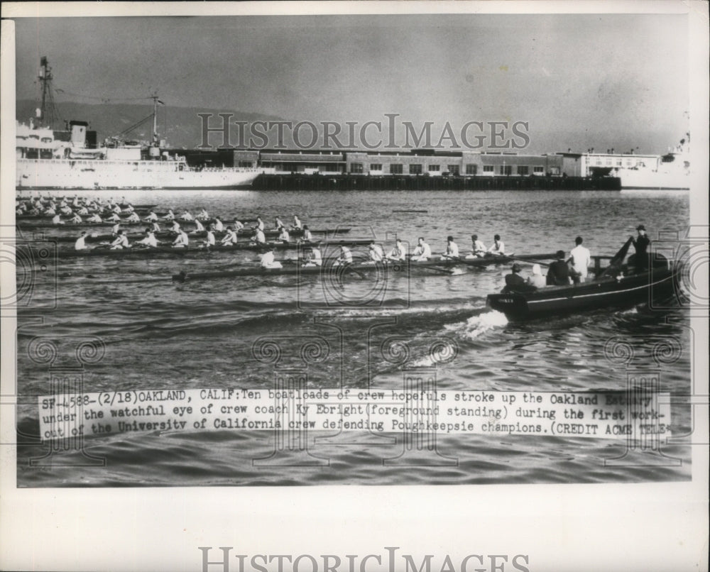 1950 Press Photo University of California crew hopefuls working out in Oakland- Historic Images