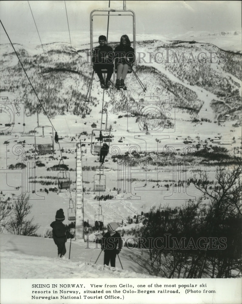 1975 Press Photo View from Norwegian ski resort Geilo at the ski lifts- Historic Images
