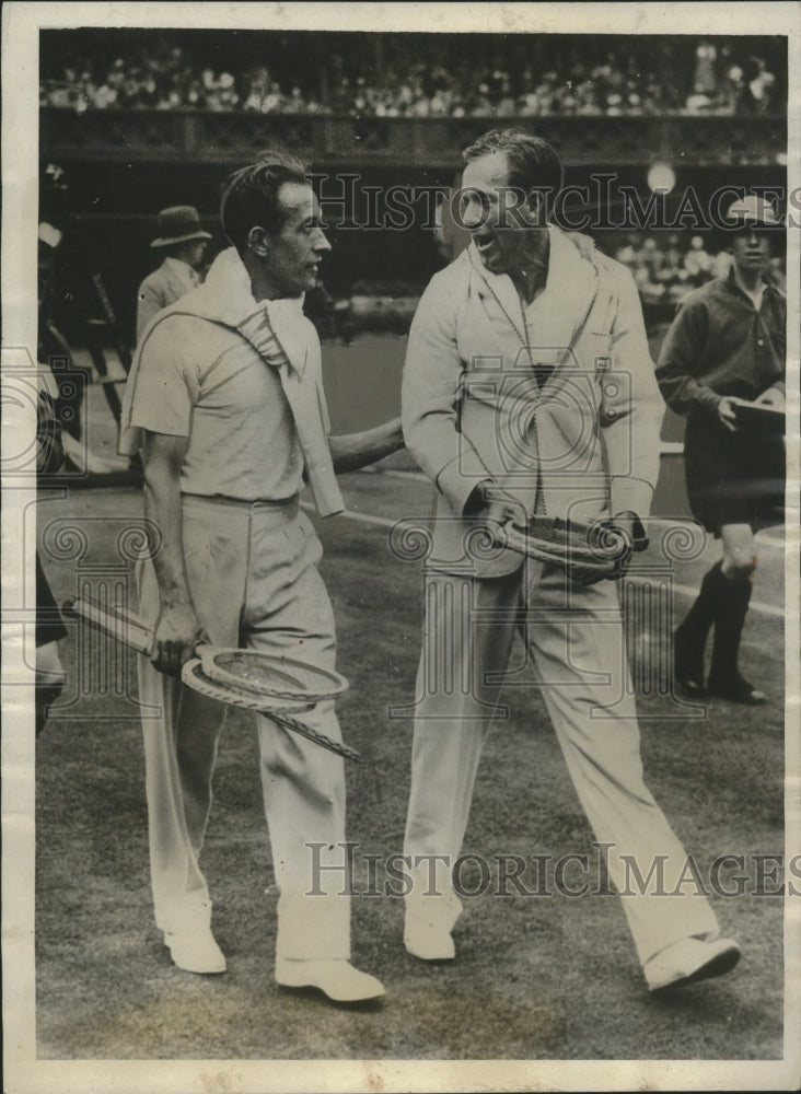 1930 Press Photo Henry Cochet defeated by Wilmer Allison at Wimbledon- Historic Images