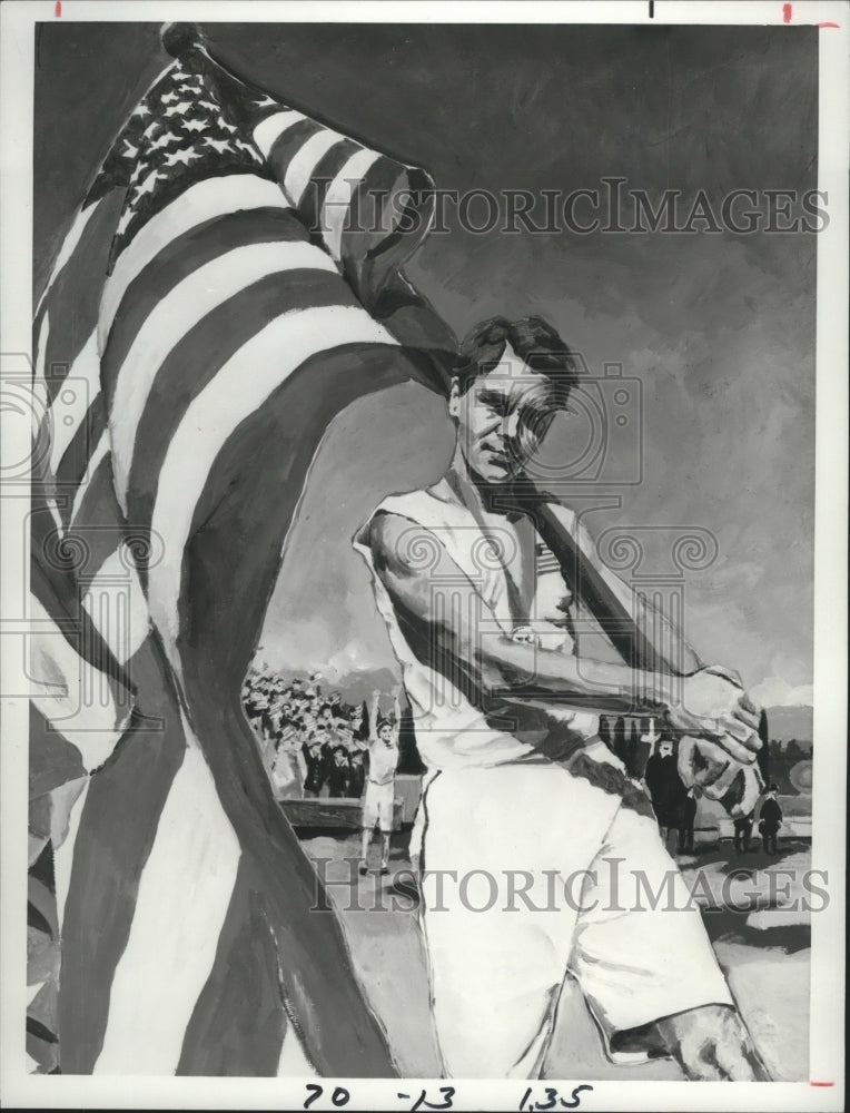 1984 Press Photo David Caruso as athlete James Connolly in &quot;The First Olympics&quot;- Historic Images