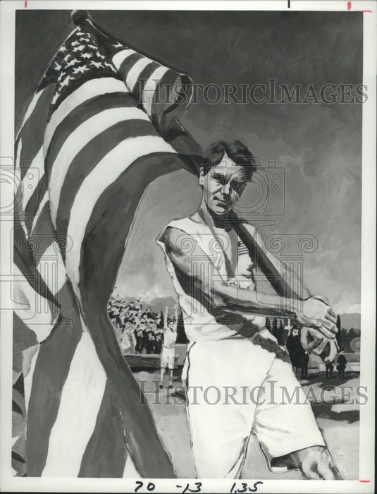1984 Press Photo David Caruso as athlete James Connolly in "The First Olympics"- Historic Images
