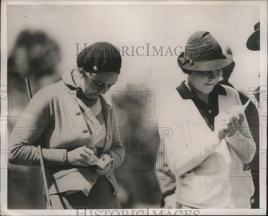 1937 Press Photo Golfers Bernice Wall and Glenna Collett Vare at Pinehurst, NC- Historic Images