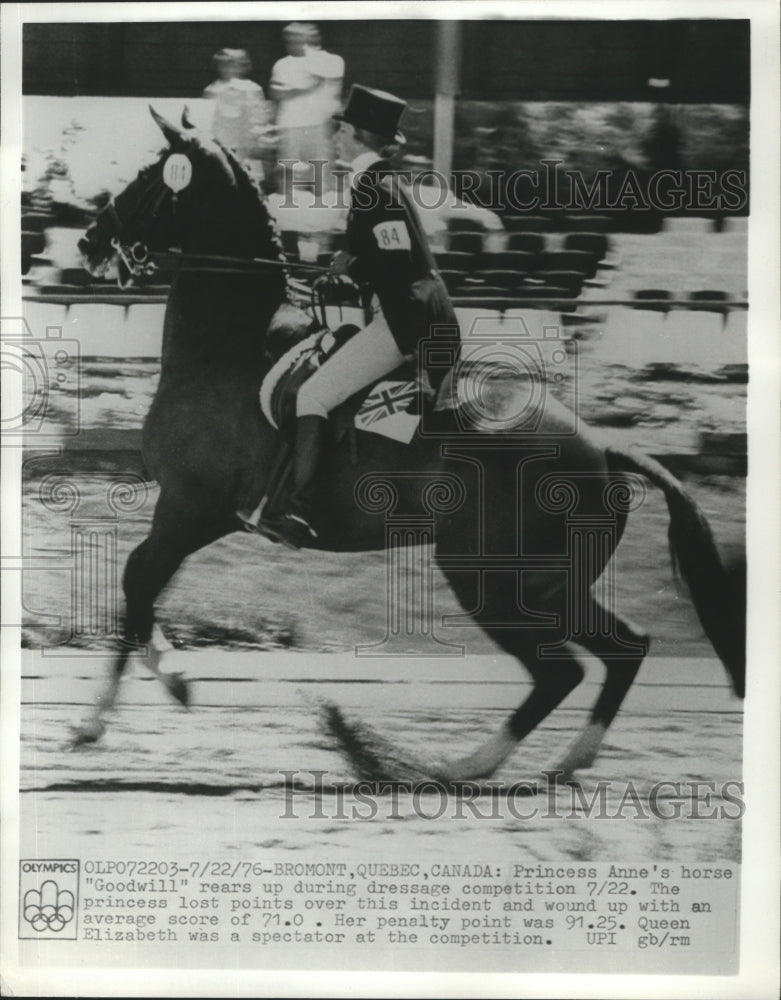 1976 Press Photo Princess Anne on &quot;Goodwill&quot; during dressage competition- Historic Images