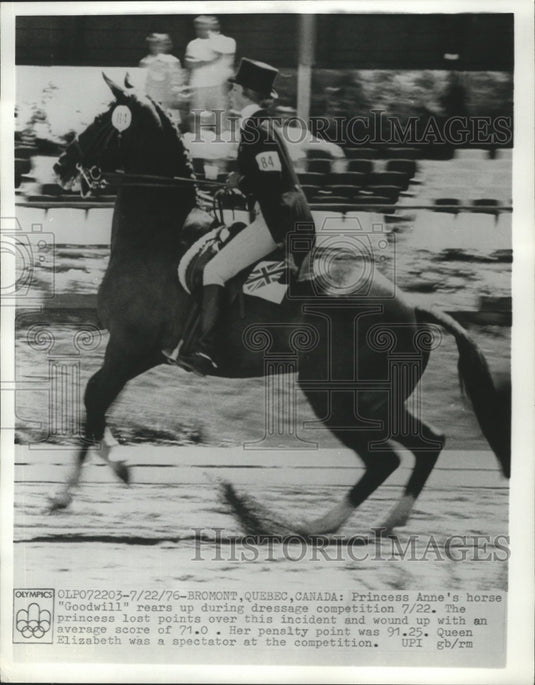 1976 Press Photo Princess Anne on "Goodwill" during dressage competition- Historic Images