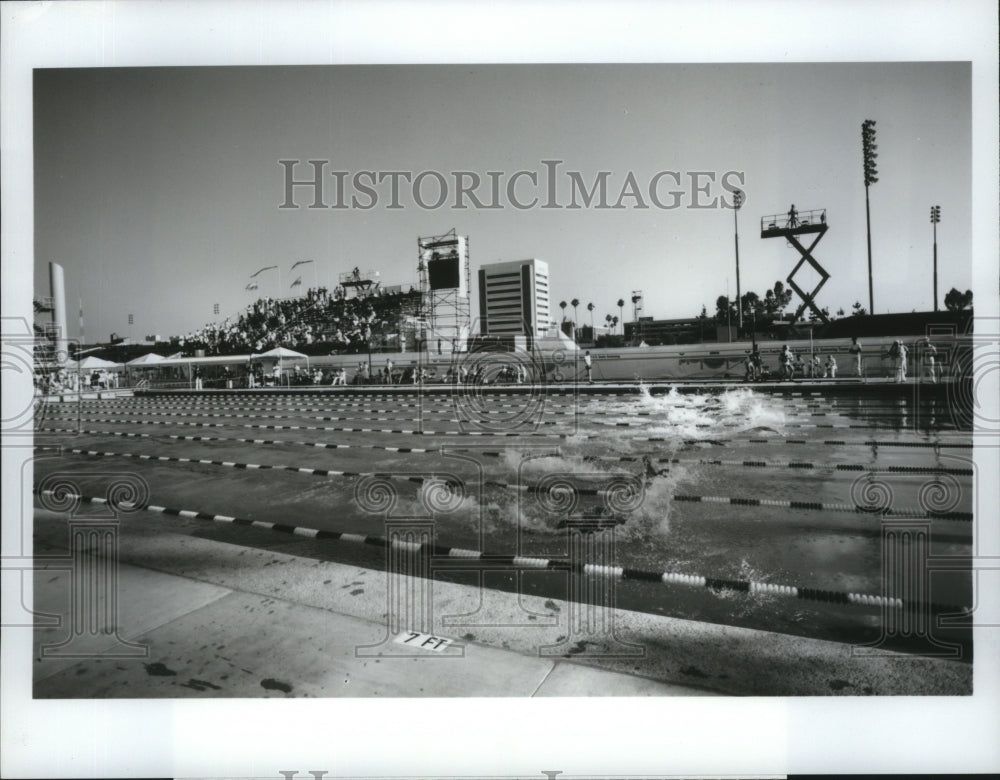 1984 Press Photo newly built Olympic Swim Stadium at USC, site of 1984 Olympics- Historic Images