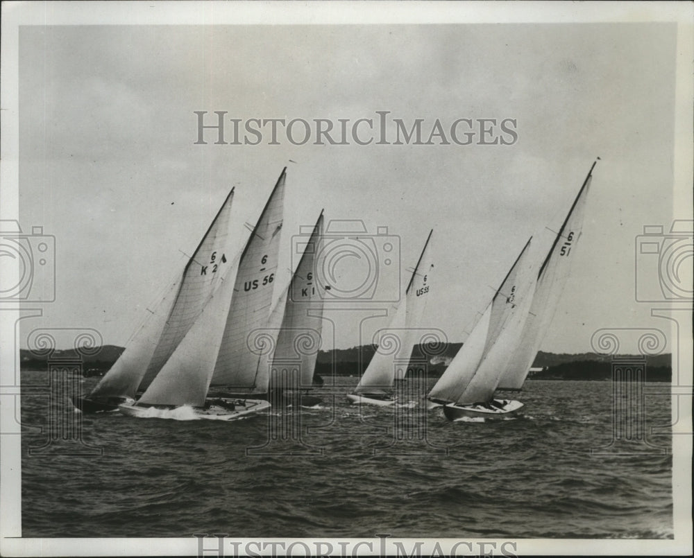 1934 Press Photo American and Bermudan boats race for Prince of Wales trophy- Historic Images